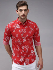 Men Red Printed Casual Shirt-EASTIONPRINT-1430-Red