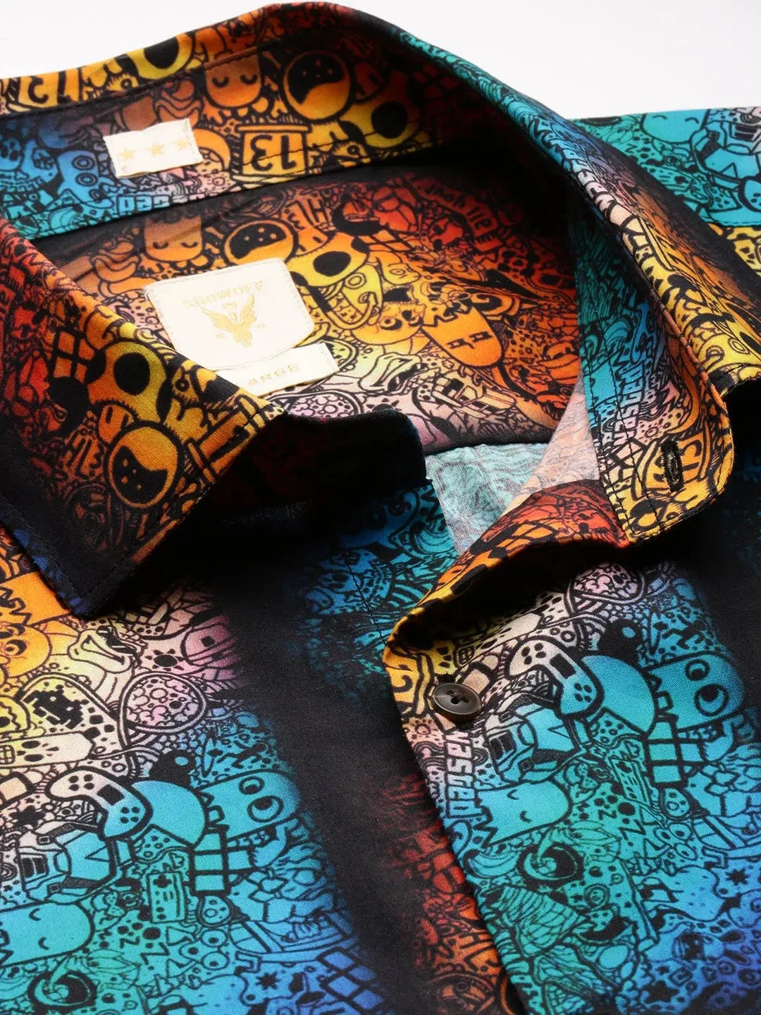 Multi Graphics Printed Shirt | PolySatin Mens Shirt - DesiQlo