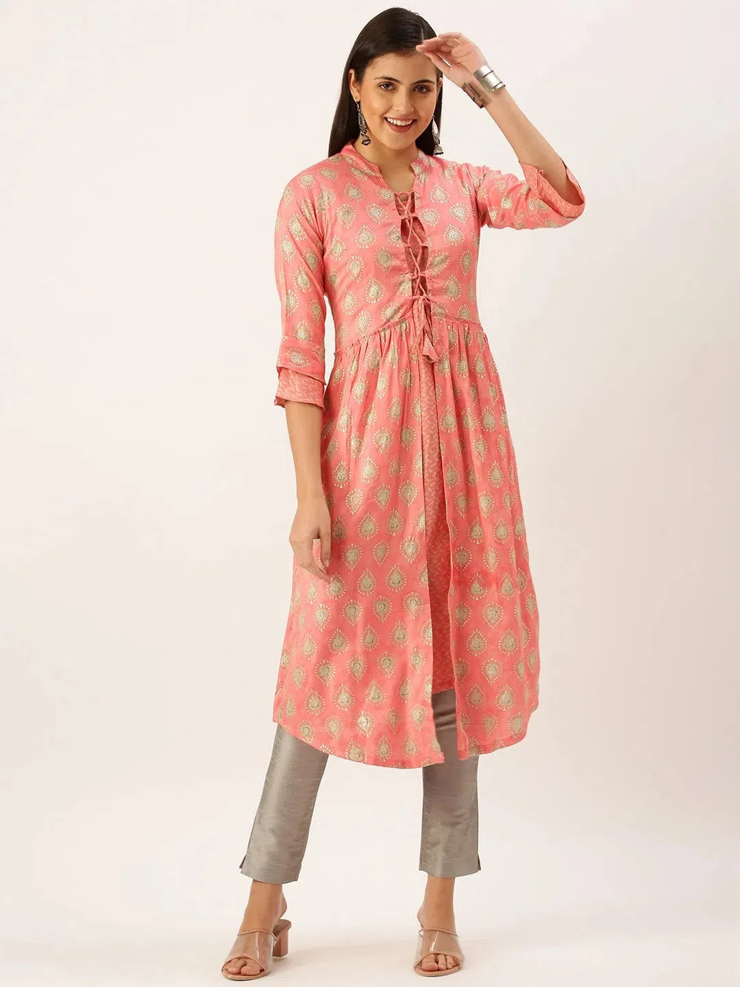 Peach Paisley Kurta - A-Line Indian Kurtis for Women Online
