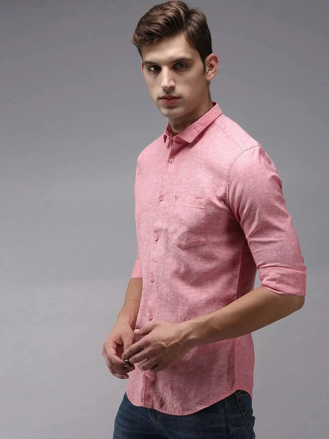 Men's Pink Solid Cotton Shirt | Casual & Stylish Mens Shirt