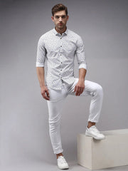 Men White Printed Casual Shirt-ORIGINPRINT-1747-White