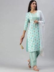 Women's Blue Printed Kurta SetsG06-Blue