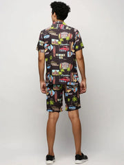 Men Black Printed Casual Co ords-MARSHALL-1847-Black