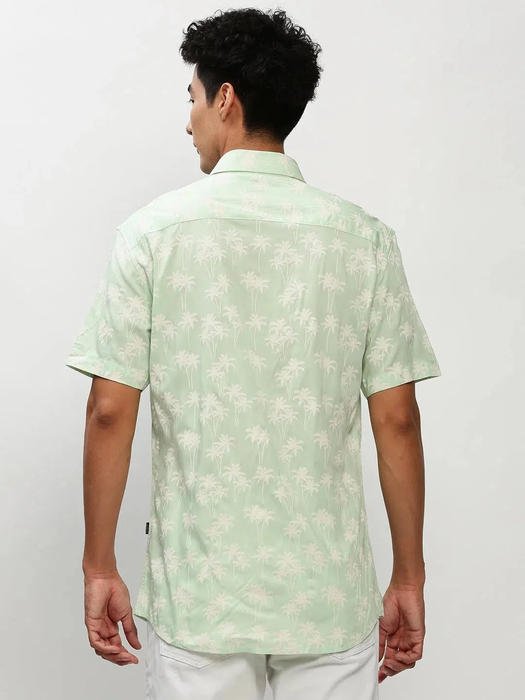 Green Floral Mens Shirt | Cotton Printed Shirt - DesiQlo