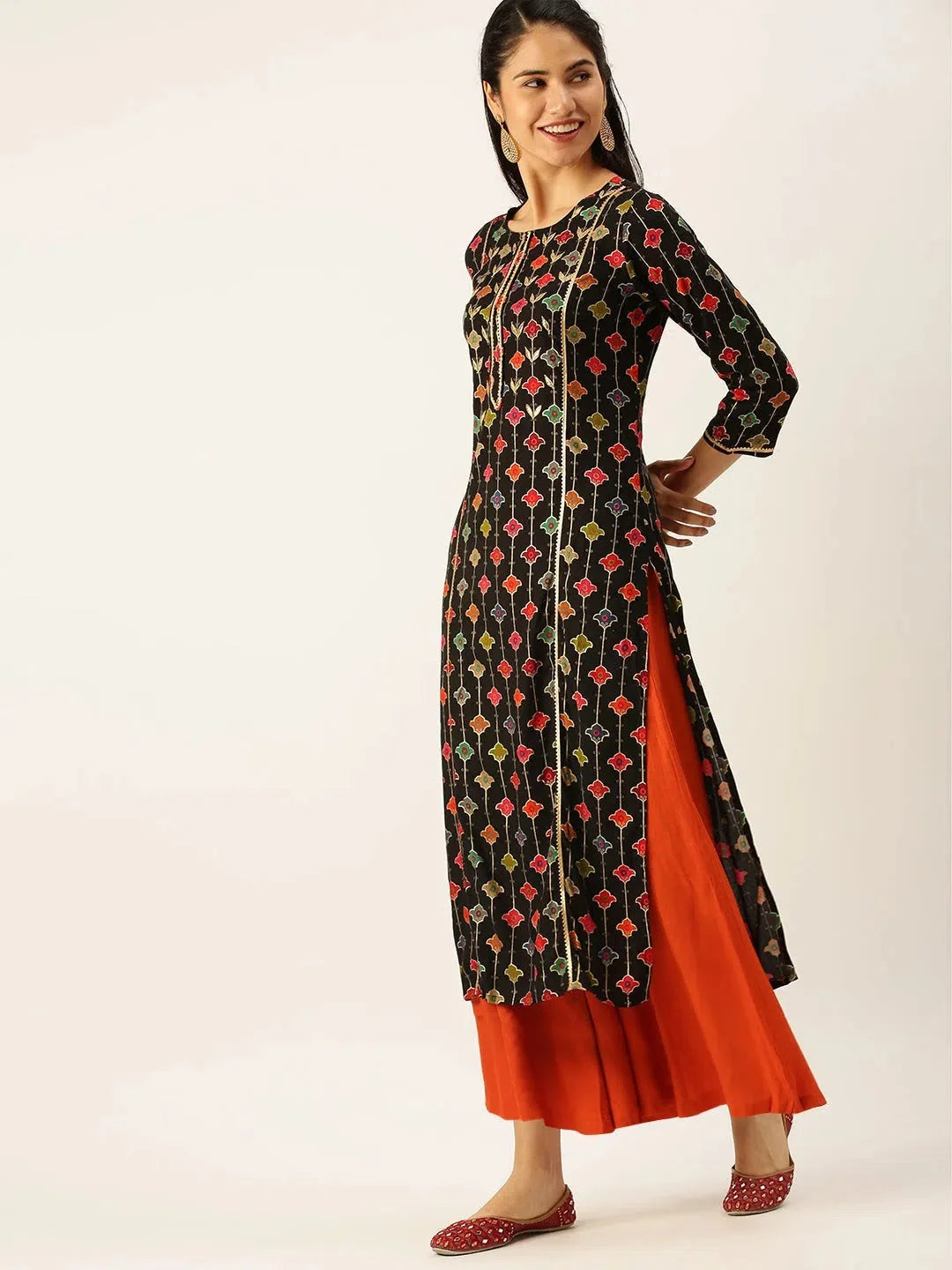 Black Solid Women's Cotton Kurta Sets | Designer Kurta Sets