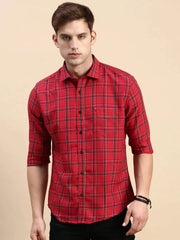 Men Maroon Checked Casual Shirt-BLAZOCHECKS-4670-Maroon