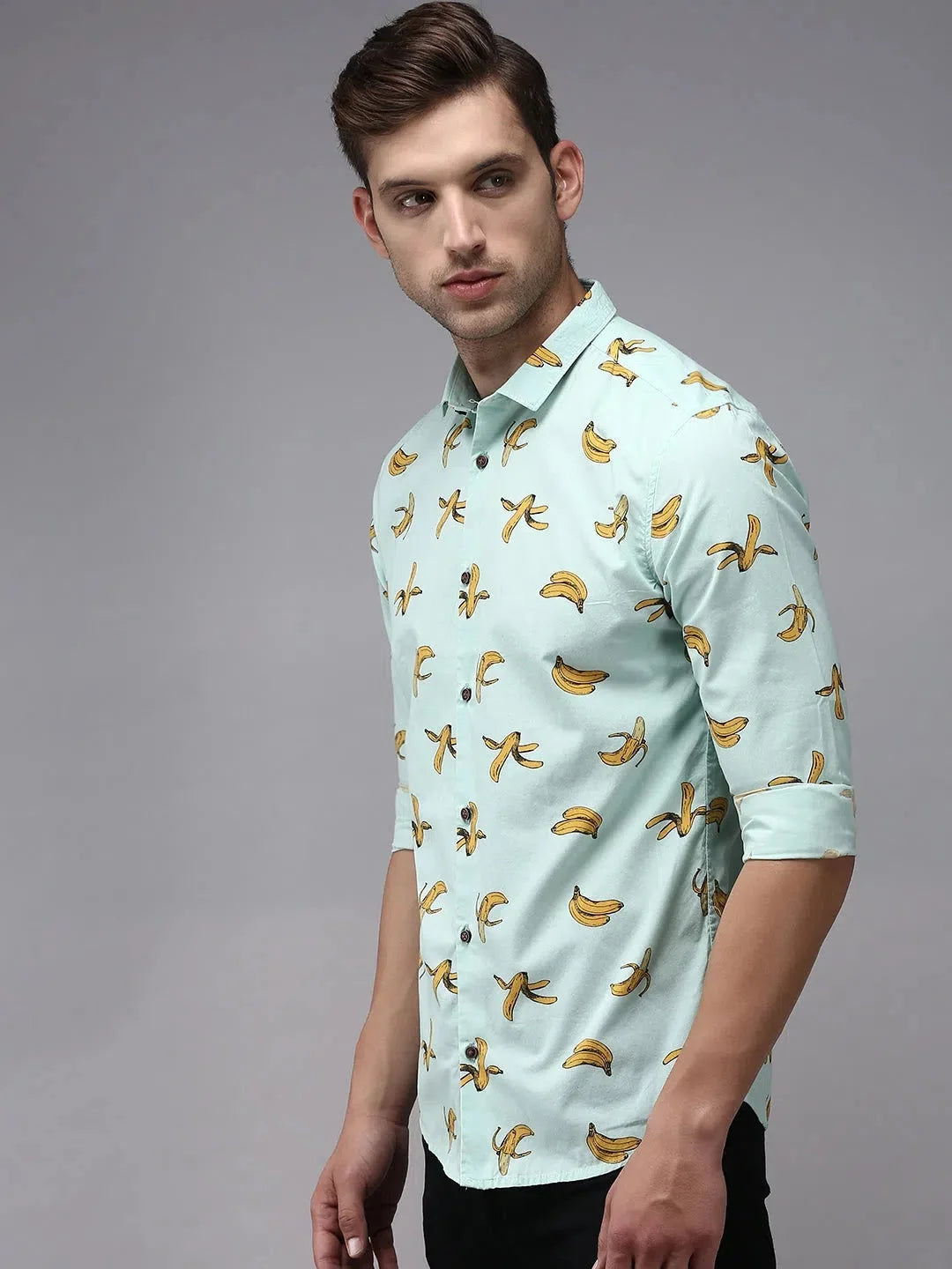 Men's Green Printed Shirt | Cotton Casual Mens Shirt