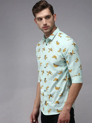 Men Green Printed Casual Shirt-EASTIONPRINT-1419-Seagreen