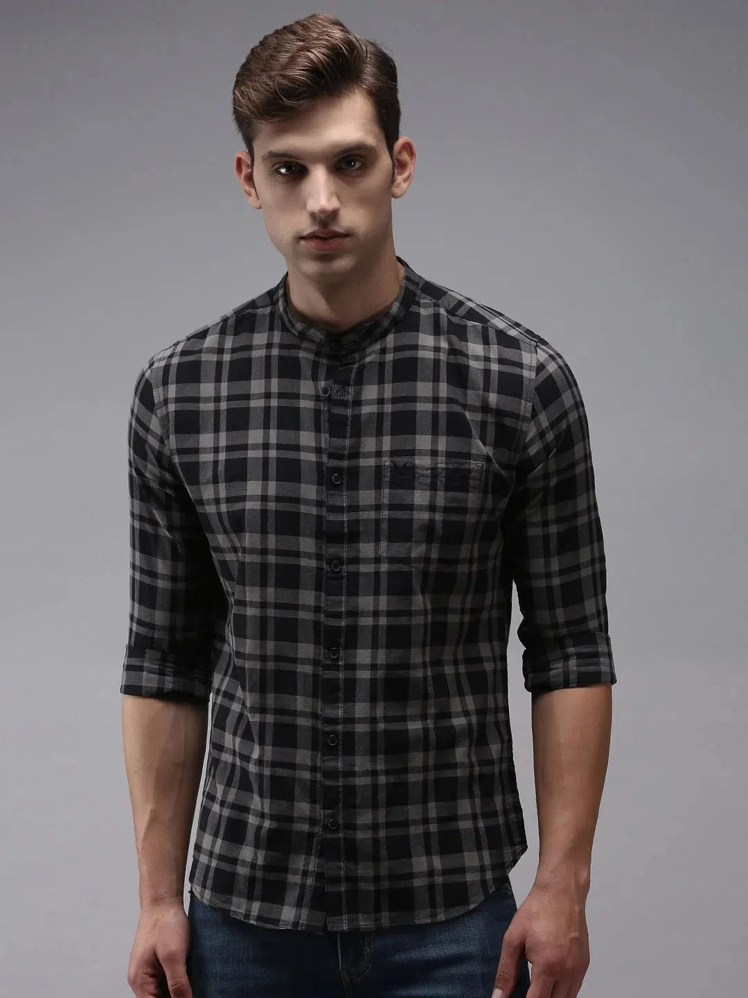 Men's Black Checked Shirt - Casual Cotton Shirt | DesiQlo