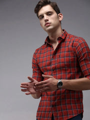 Men Red Checked Casual Shirt-ACHIEVERCHECKS-1199-Red