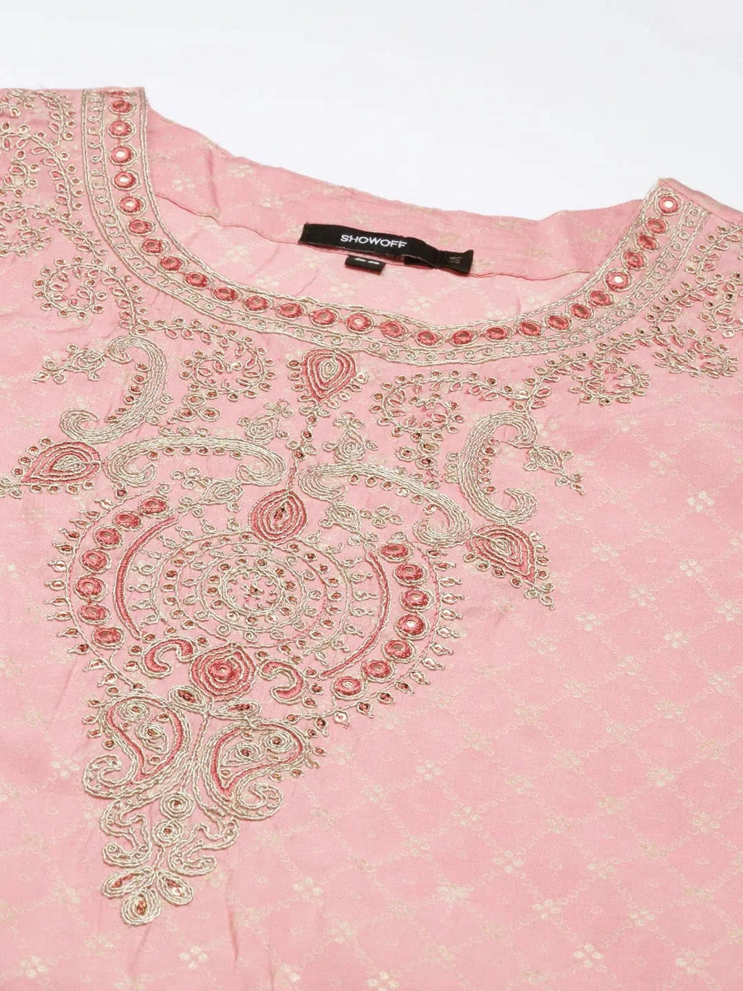 Pink Geometrical Kurta Set | Cotton Women's Kurta Sets