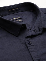Men Navy Solid Casual Casual Shirts-SPARROW-1760-Navyblue