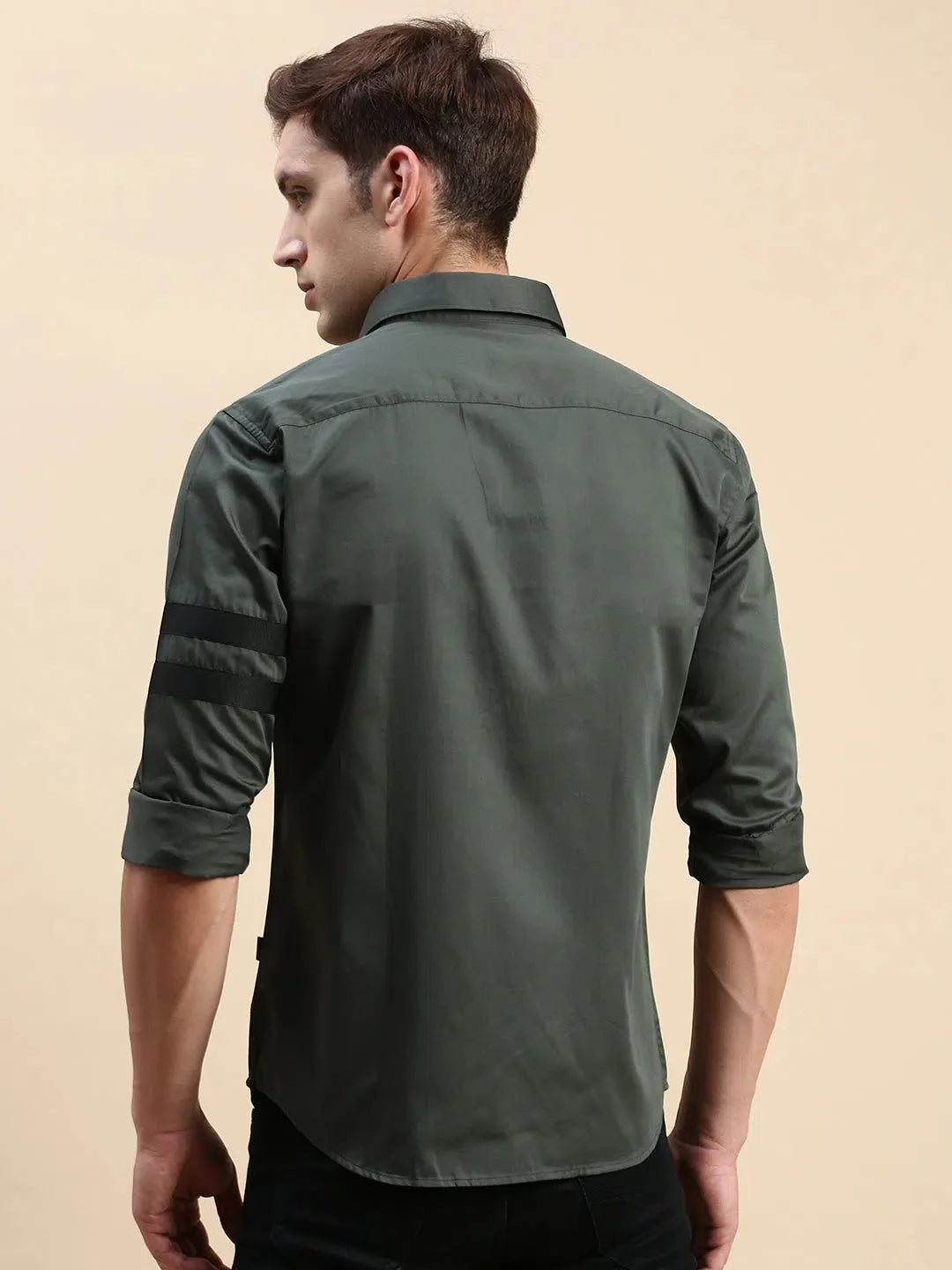 Men's Green Solid Shirt - Cotton Casual Shirt | DesiQlo