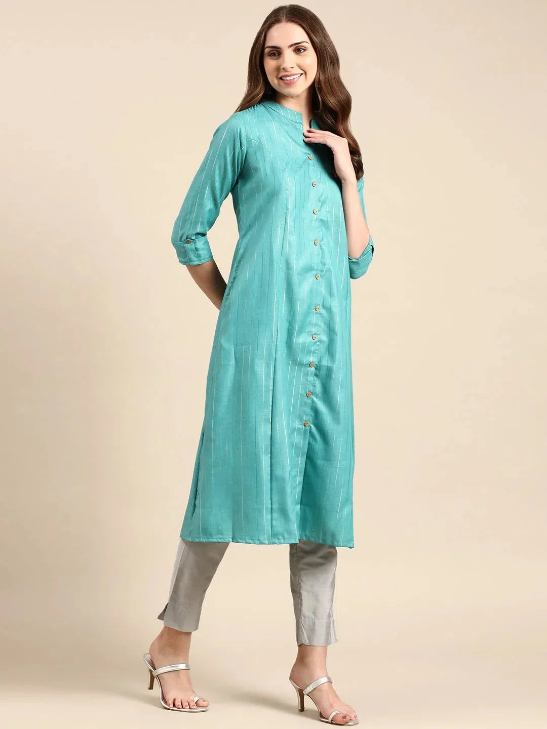 Sea Green Solid Kurta - Modern Indian Kurta Ladies Collection
