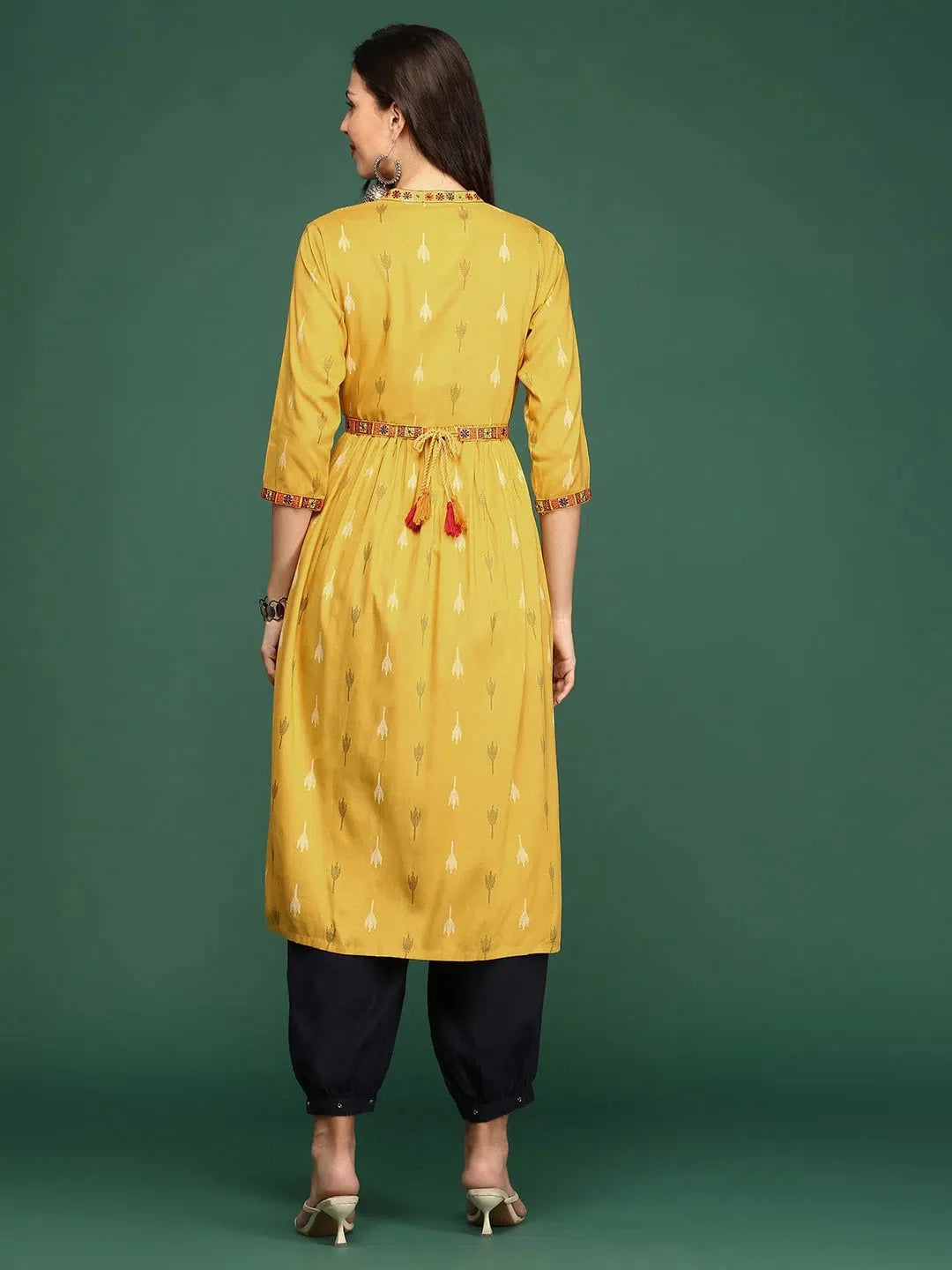 Mustard Cotton Kurta: Solid A-Line Indian Kurta for Women