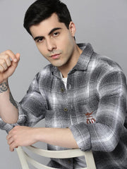 Men Black Checked Casual Shirt-RUGGEDCHECKS-4169-Black