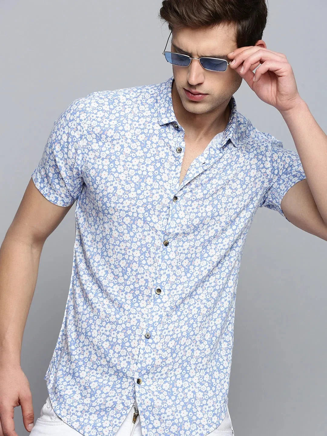 Stylish Blue Printed Mens Shirt - Viscose Casual Shirt | DesiQlo