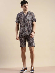 Men Grey Printed Casual Co ord Set-BLACKBERRY-1682-Taupe