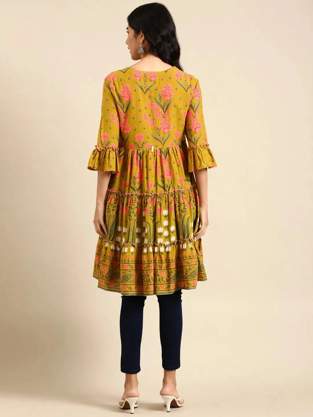 Green Printed Anarkali Kurti - Cotton Anarkali Kurtis for Women