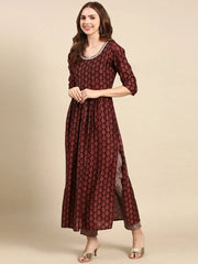 Women's Burgundy Printed Kurta SetKC-1008-Burgundy