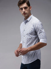 Men White Printed Casual Shirt-YONOPRINT-1497-White
