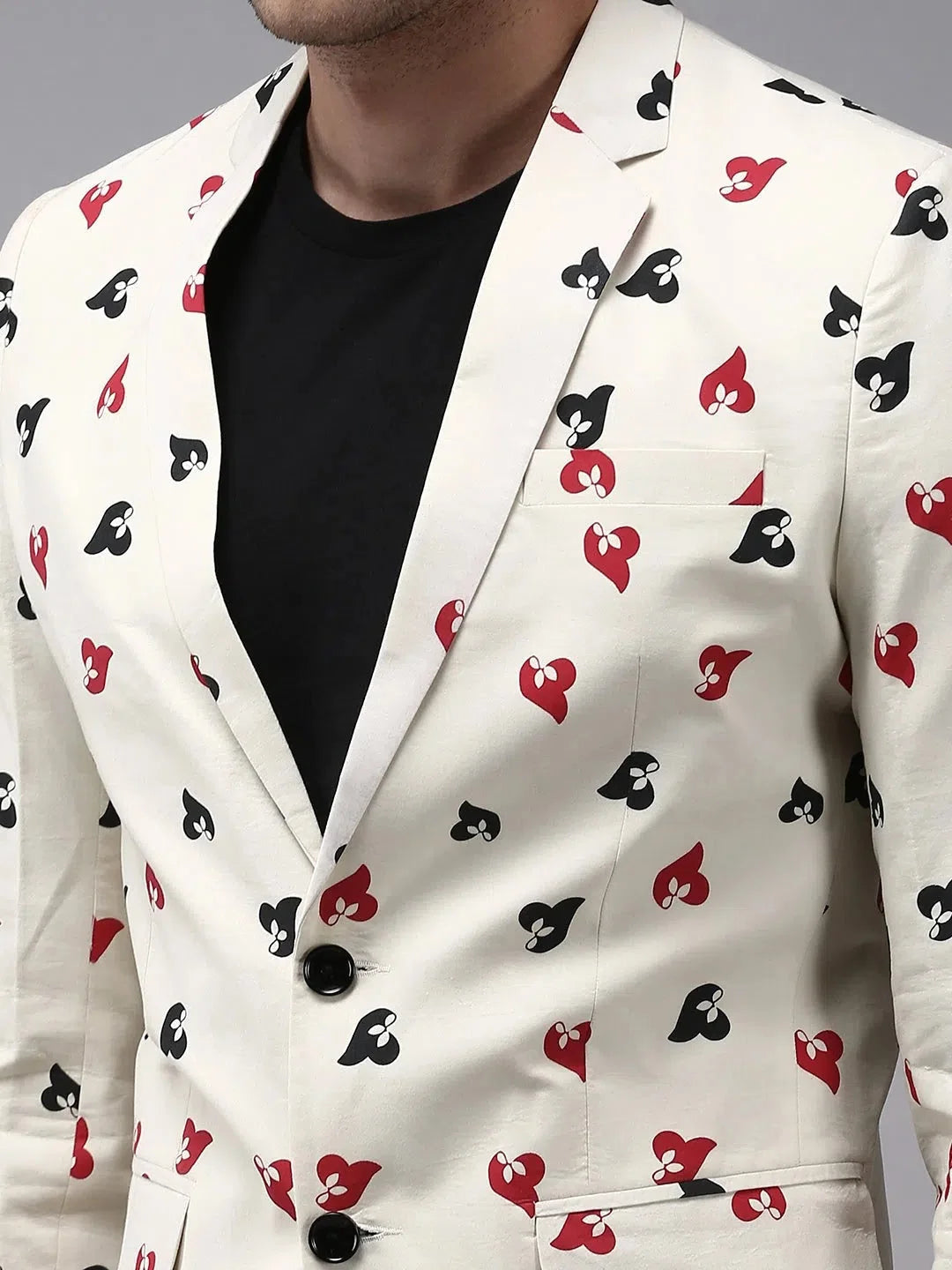 Beige Printed Blazer: Men's Ethnic Wear - DesiQlo Style
