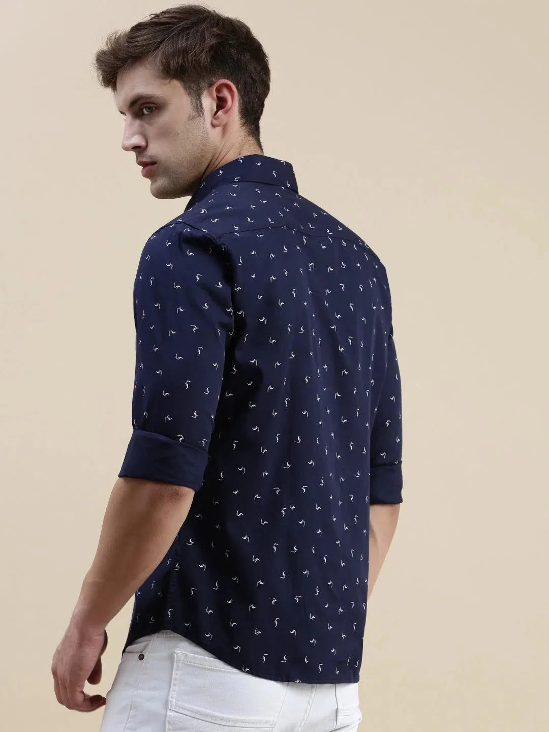 Navy Abstract Mens Shirt - Cotton Printed Shirt | DesiQlo