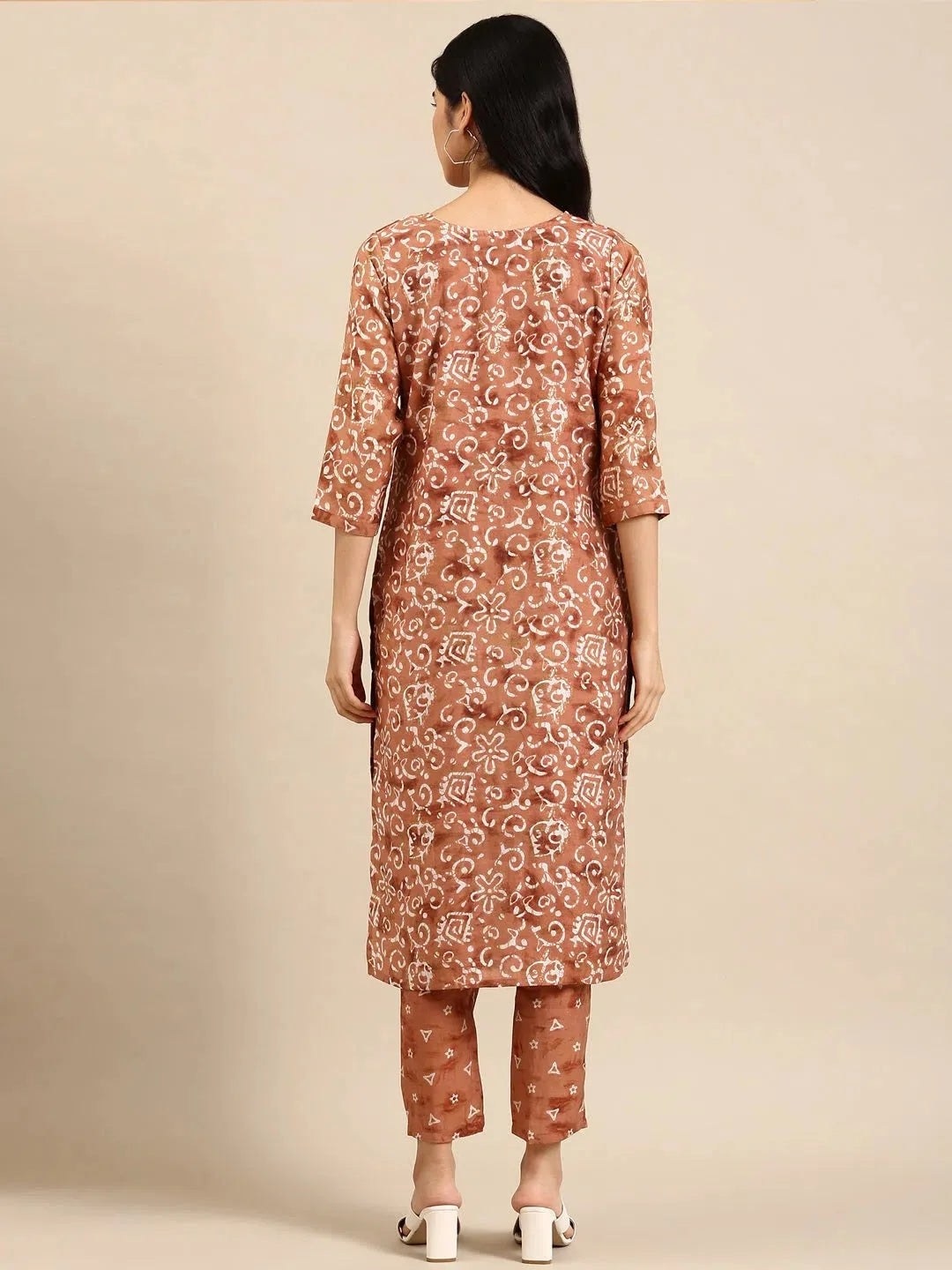 Brown Printed Kurta Set | Designer Women's Indian Kurta Sets