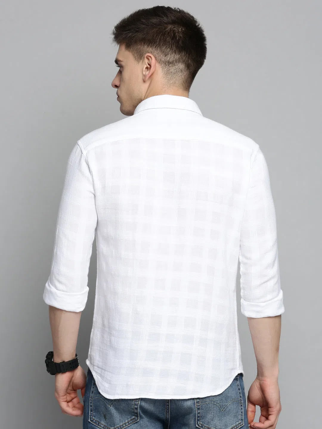 White Solid Mens Shirt - DesiQlo Cotton Casual Shirt