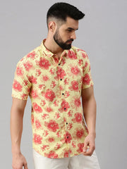 Men Yellow Solid Casual Shirt-ROSEPRINT-1043-Yellow