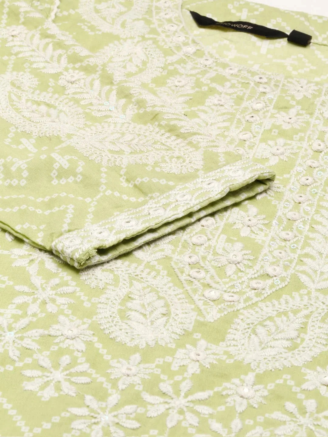 Green Printed Women's Kurta Set | Bandhini Cotton Kurta Sets