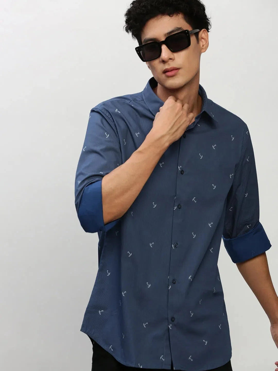 Men Navy Striped Casual Casual Shirts-YAYIN-1585-Navyblue