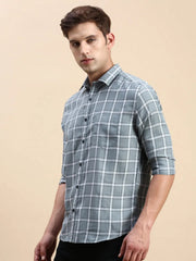 Men Green Checked Casual Shirt-BLAZOCHECKS-4669-Seagreen
