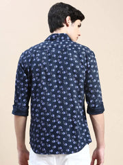 Men Navy Graphics Casual Shirt-STANLEY-1375-Navyblue