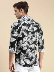 Men Black Printed Casual Shirt-JORDANPRINT-4898-Black