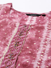 Women's Purple Tie Dye Kurta SetKC-938-Magenta
