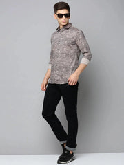 Men Black Printed Casual Shirt-FLIORIONIEPRINT-3519-Black