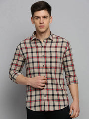 Men Beige Checked Casual Shirt-DALTONCHECKS-4090-Beige