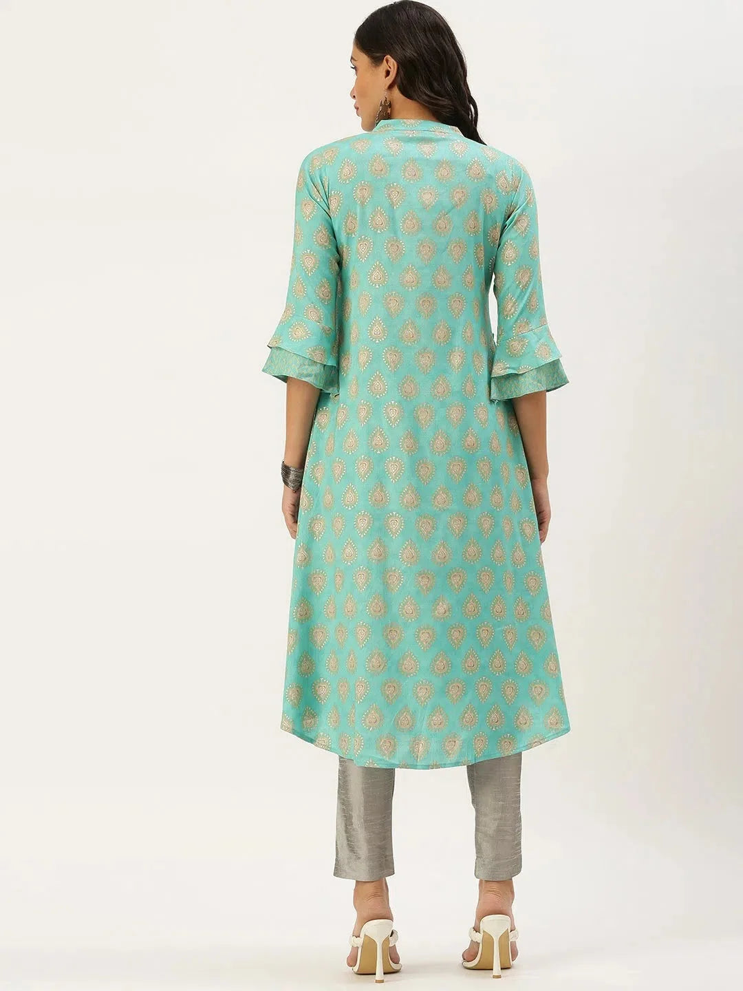 Turquoise Paisley Kurta for Women | Cotton Indian Kurtis Shop