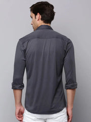 Men Grey Solid Casual Shirt-MONTIKNITS-3359-Grey