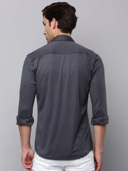 Men Grey Solid Casual Shirt-MONTIKNITS-3359-Grey