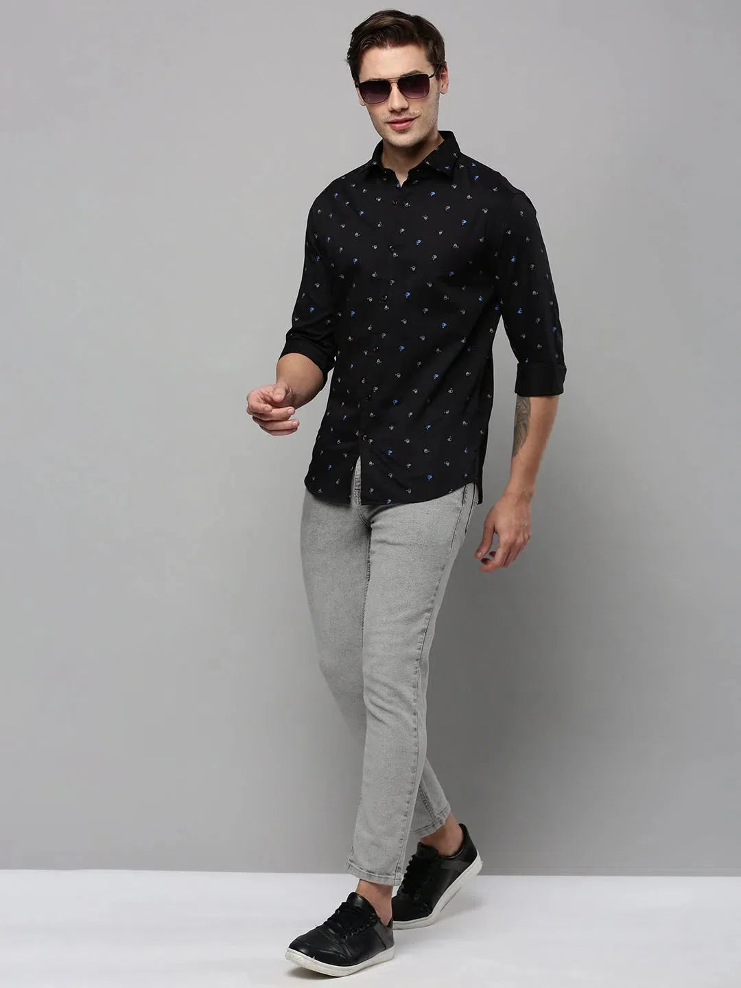 Black Printed Cotton Shirt - Trendy Mens Shirt Collection