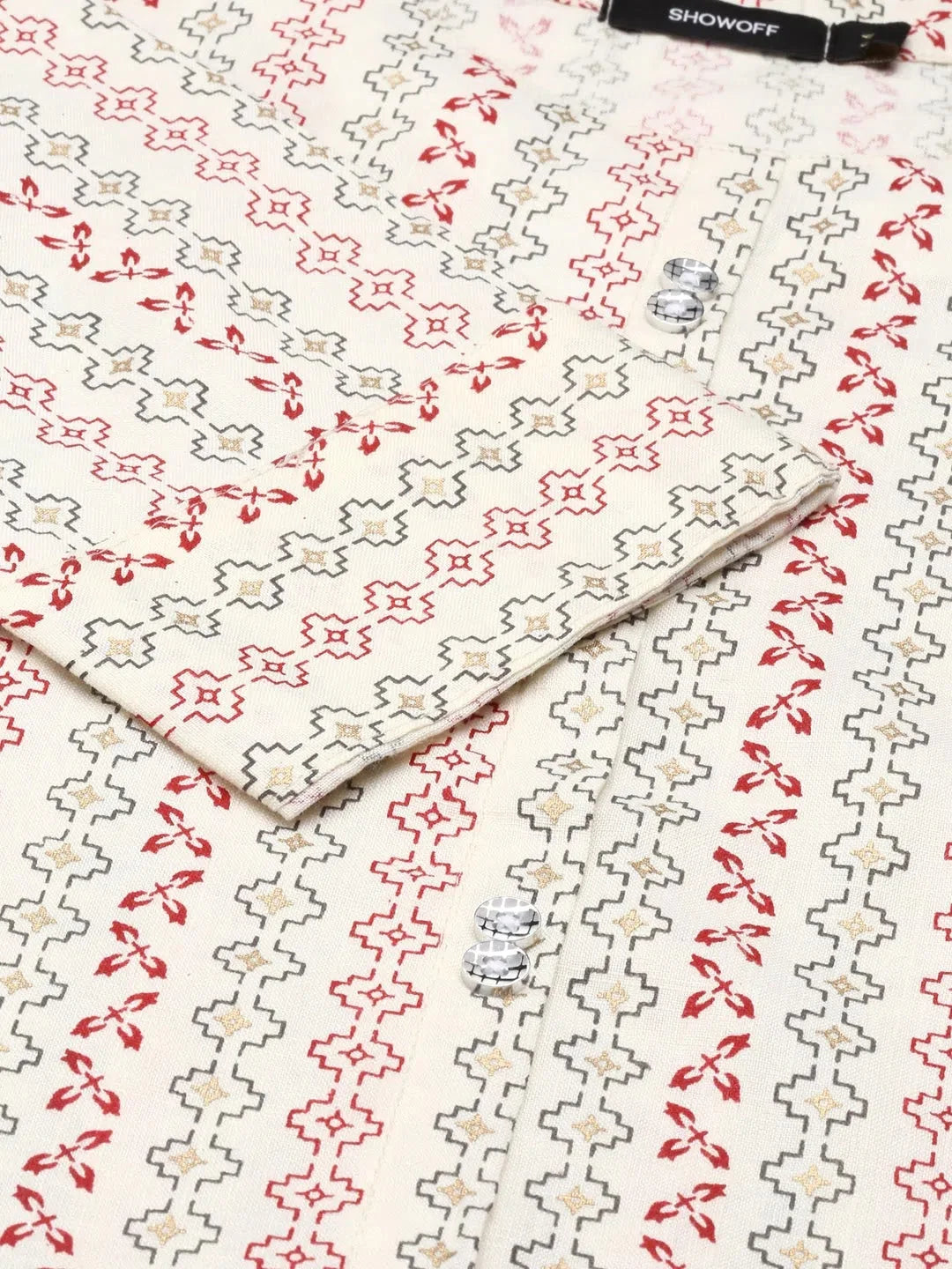 White Printed Kurta: Polyester Indian Kurta | DesiQlo