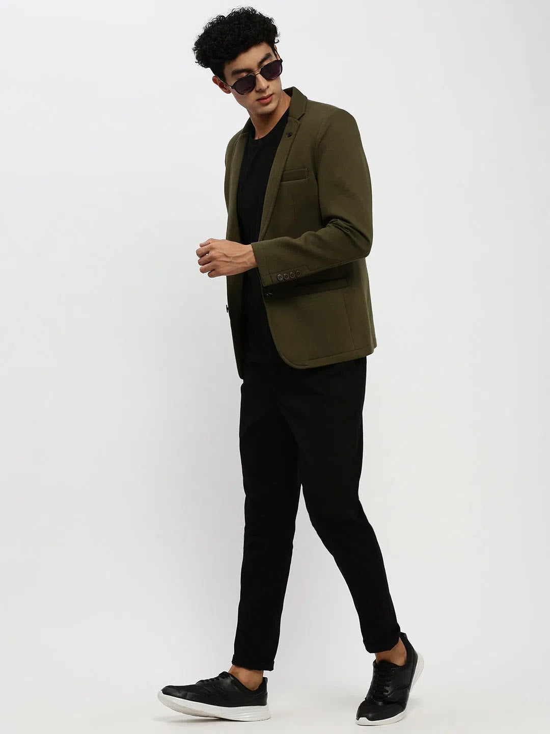 Green Solid Men's Ethnic Wear Blazer | DesiQlo