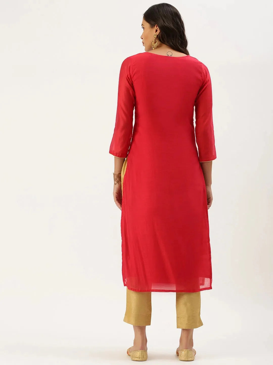 Red Embellished Indian Kurta for Ladies - Shop DesiQlo Kurtas