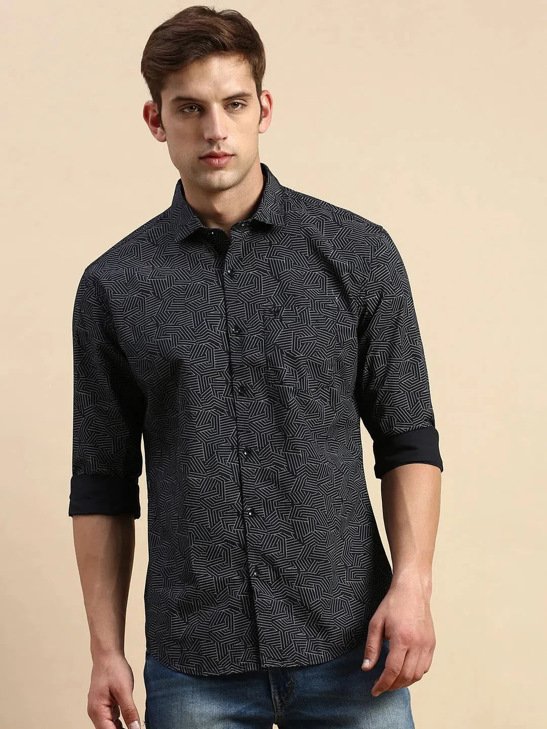 Black Printed Cotton Shirt - Stylish Mens Shirt | DesiQlo