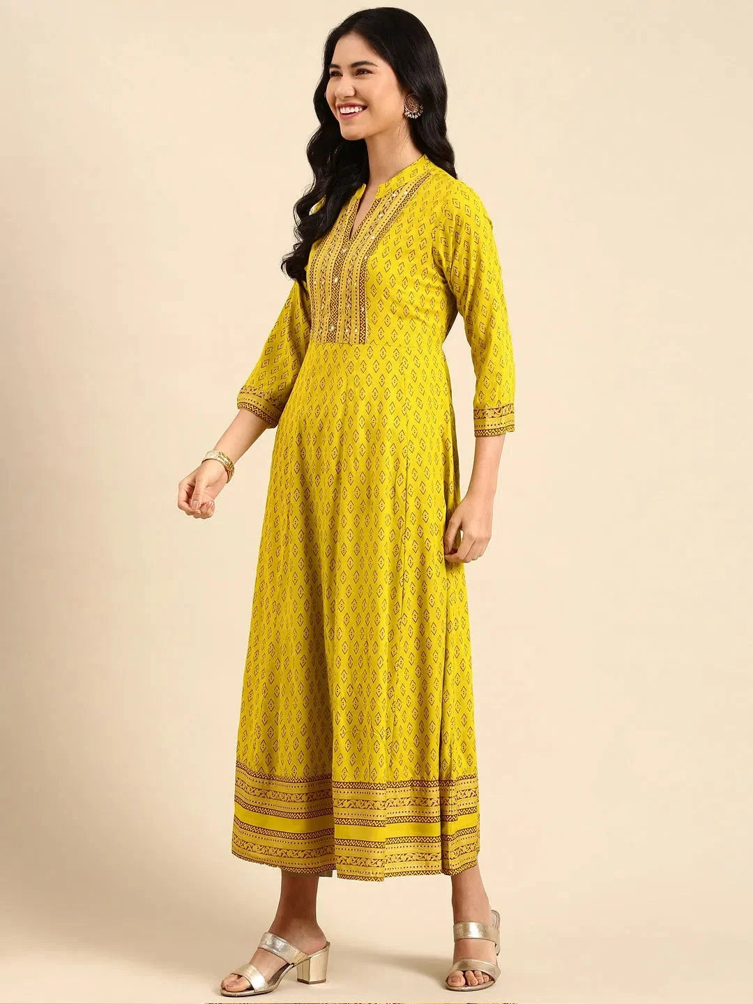 Lime Green Embroidered Kurti | Cotton Indian Kurtas Online