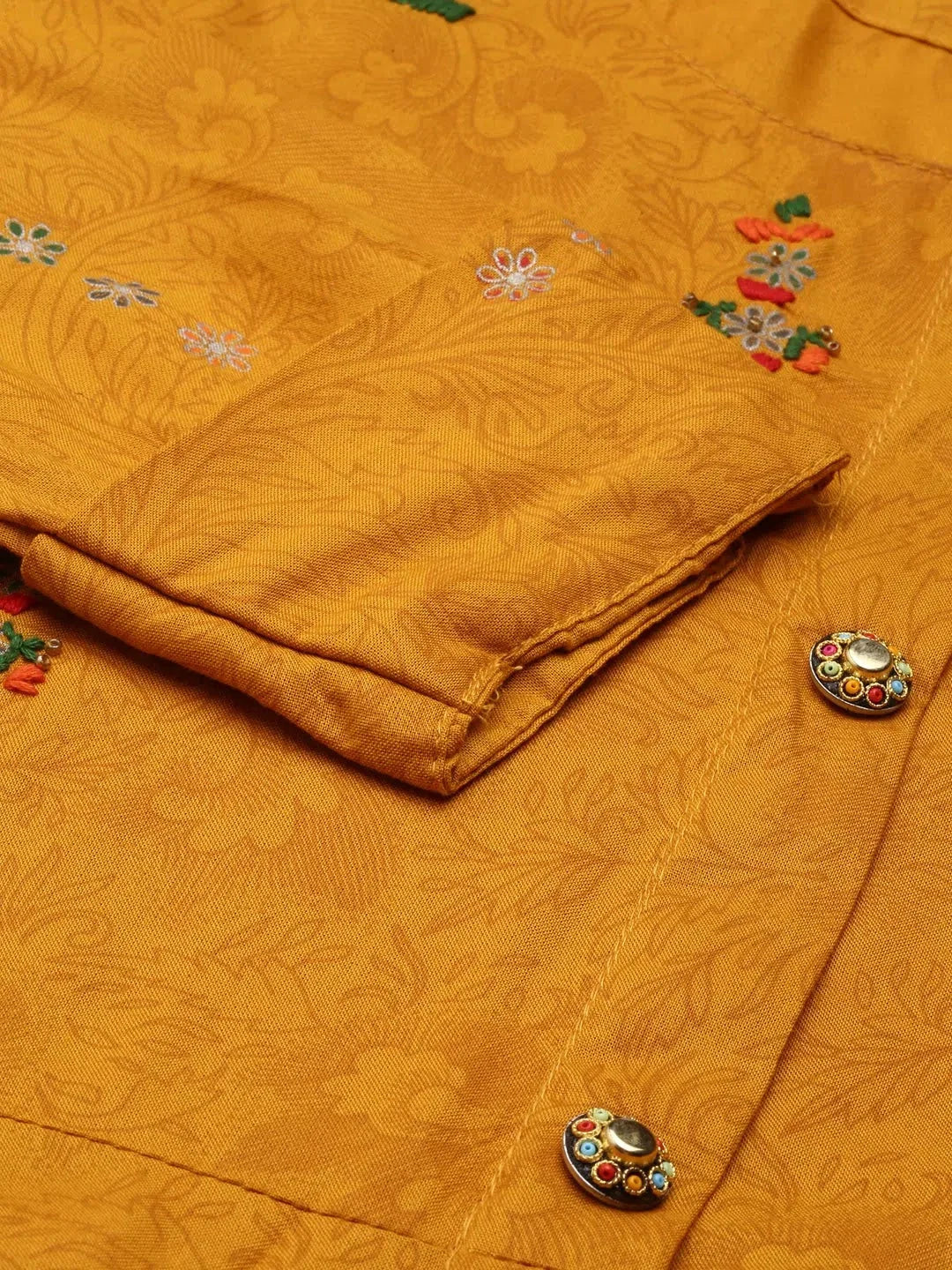 Women's Yellow Printed Cotton Anarkali Kurti | DesiQlo