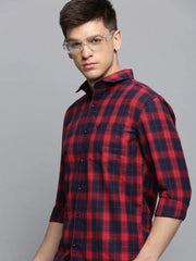 Men Red Checked Casual Shirt-BOXERCHECKS-3341-Red
