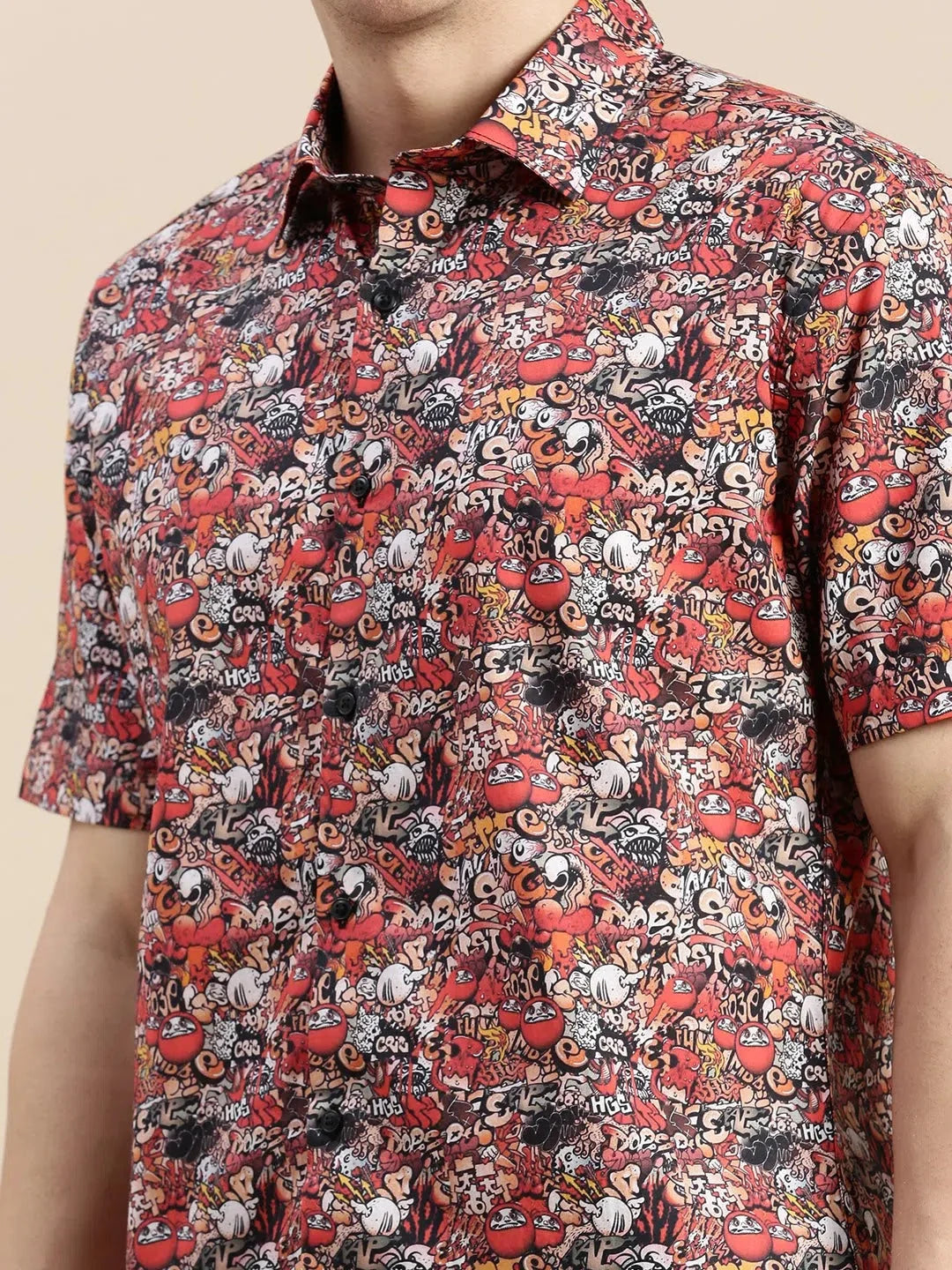 Multi Graphics Shirt | PolySatin Printed Mens Shirt - DesiQlo